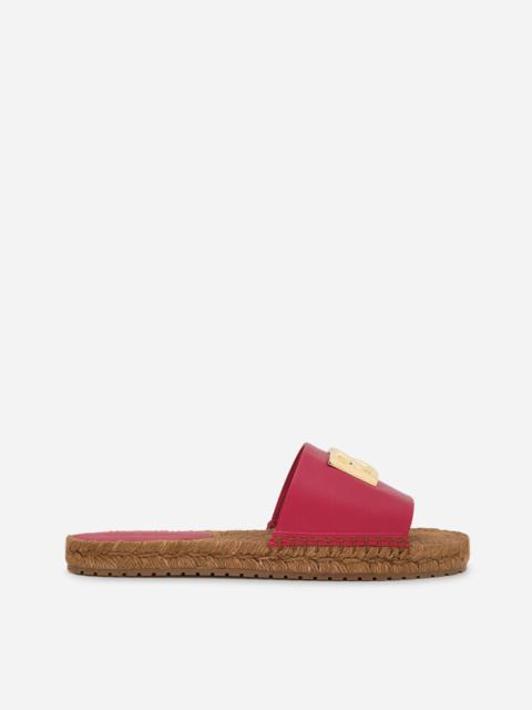 Nappa leather espadrille sliders with DG logo
