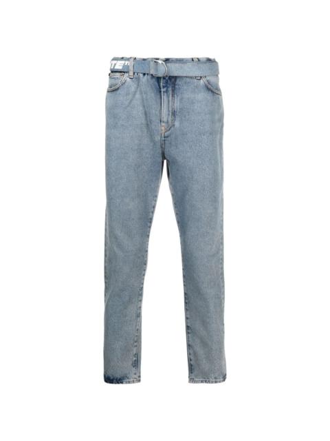 Industrial-belt cropped jeans