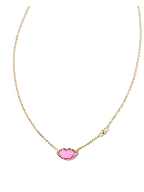 KENDRA SCOTT Lips Gold Pendant Necklace in Hot Pink Mother-of-Pearl