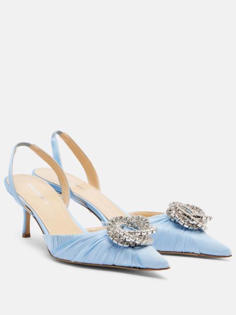 MACH & MACH Galaxy embellished satin slingback pumps