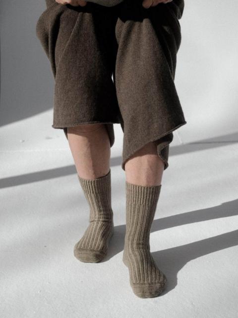 BASERANGE Rib Overankle Socks - Recycled Cashmere Rib