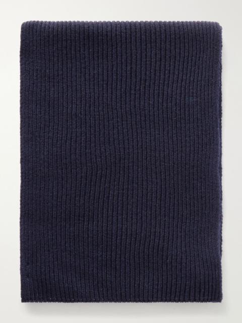 Johnstons of Elgin Ribbed Cashmere Scarf Navy