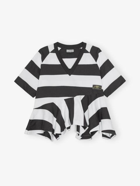 GANNI T-SHIRT IN HEAVY COTTON WITH STRIPES