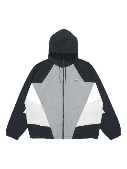 Nike Patchwork Contrast Windproof Woven Hooded Jacket For Men Grey Gray DB5172-084