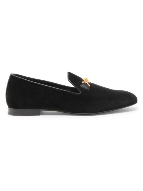 VERSACE Men's Medusa Velvet Slippers - Black Vibrated Gold