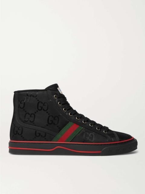 GUCCI Off the Grid Webbing-Trimmed Monogrammed ECONYL Canvas High-Top Sneakers
