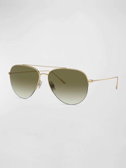 Oliver Peoples Cleamons Titanium Aviator Sunglasses