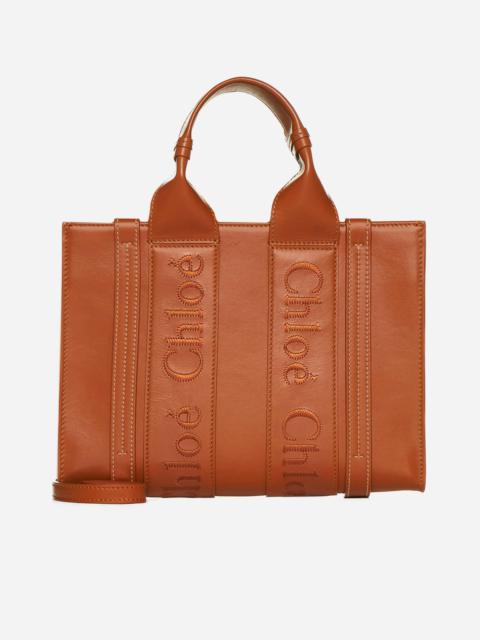 Woody medium leather tote bag