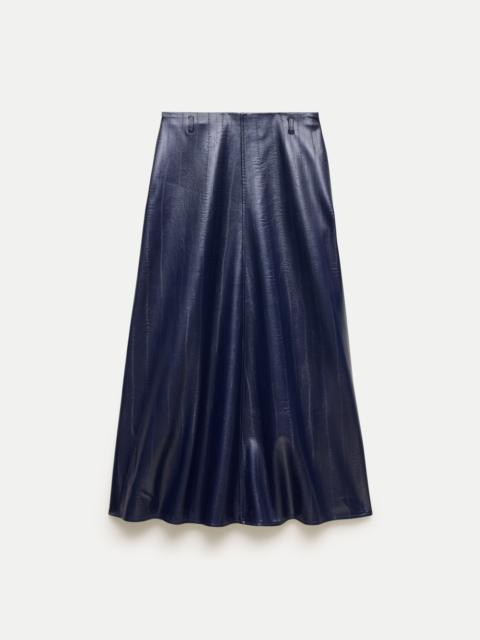 J.CREW A-line skirt in eel-embossed faux leather
