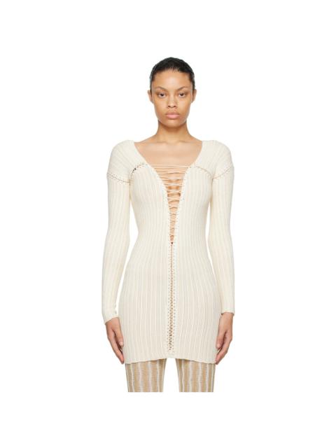ISA BOULDER SSENSE Exclusive Beige & White Lace-Up Top