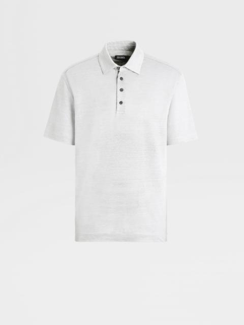 WHITE PURE LINEN SHORT-SLEEVE POLO