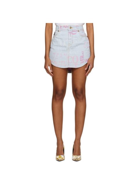VERSACE JEANS COUTURE Blue Doodle Denim Miniskirt