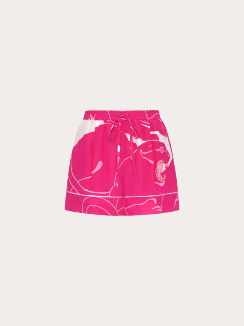 Valentino PANTHER CREPE DE CHINE SHORTS
