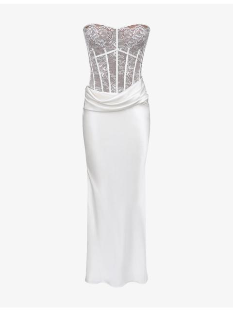House of CB Ayana Corset Lace and Satin Maxi Dress