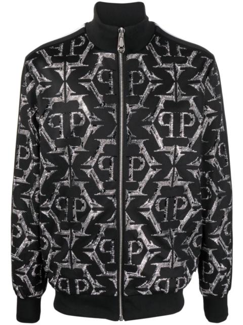 PHILIPP PLEIN rhinestone-embellished zip-up jacket
