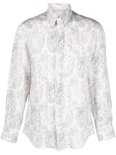 Brunello Cucinelli paisley-print linen shirt