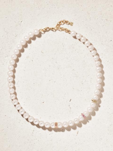 SYDNEY EVAN 14-karat Gold, Sapphire And Pearl Necklace