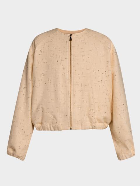 FABIANA FILIPPI Crewneck Donegal Tweed Bomber Jacket