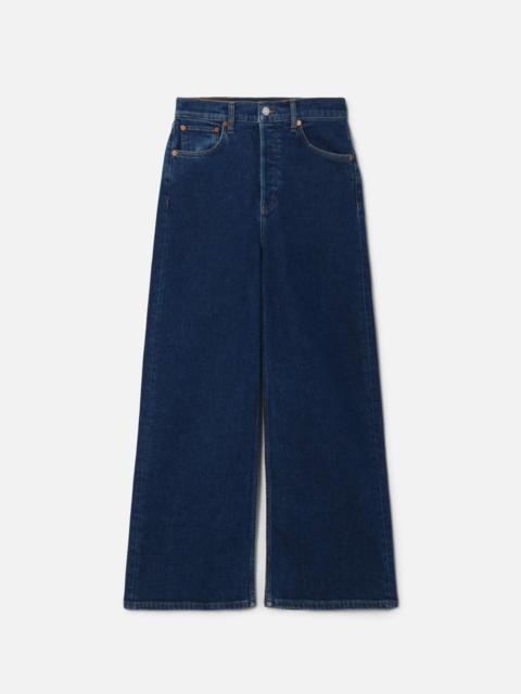 RE/DONE Comfort Stretch High Rise Wide Leg Crop - Heritage Rinse