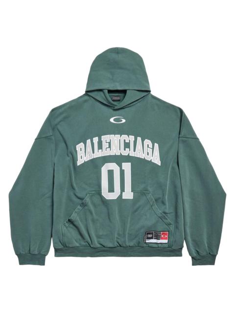BALENCIAGA Men's Basketball Large Fit Hoodie - Dark Green