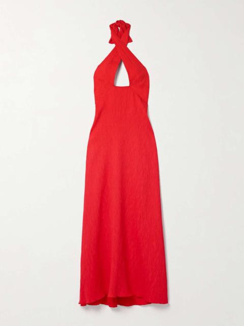 Light Heart cutout crinkled-gauze halterneck maxi dress