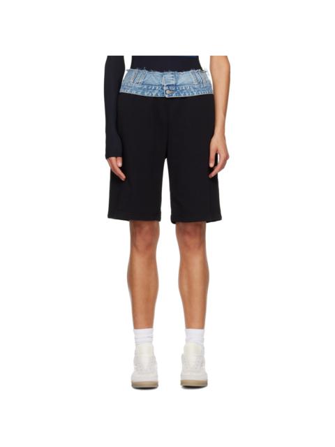 MM6 Maison Margiela Black & Blue Paneled Shorts