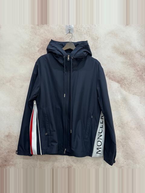 Moncler Moncler navy blue shell jacket with logo at the hem