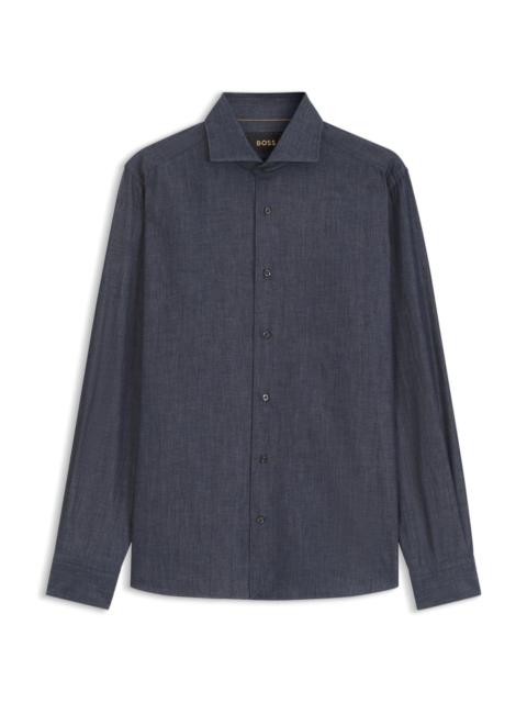 BOSS SLIM-FIT SHIRT IN DENIM WITH CASHMERE