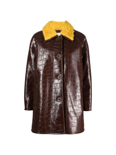 long-sleeve faux-leather jacket
