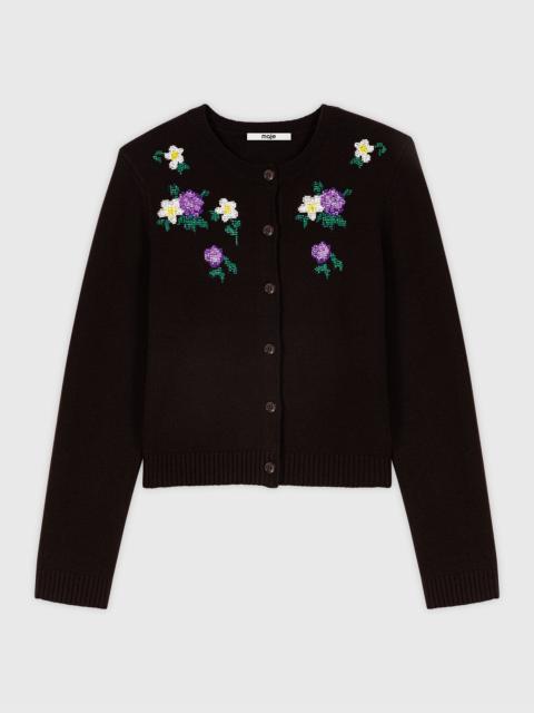 maje Cardigan with floral embroidery