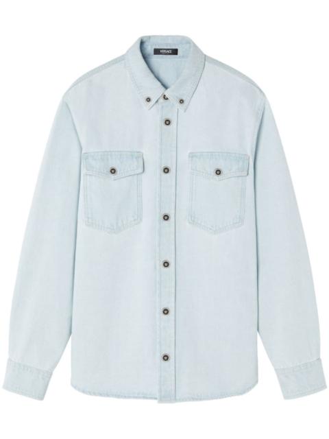 Medusa-buttoned denim shirt