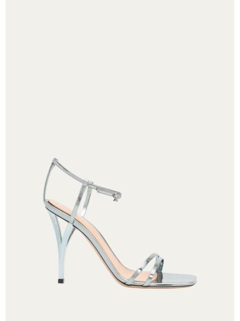 Gianvito Rossi 95mm Metallic Leather Ankle-Strap Sandals