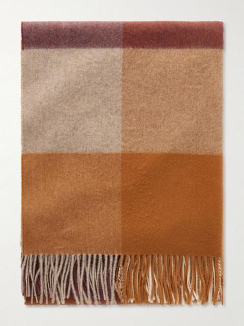 Johnstons of Elgin Fringed Checked Cashmere Scarf