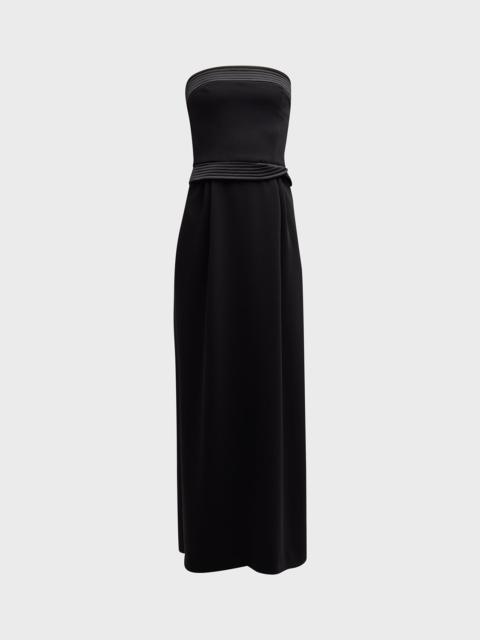 EMPORIO ARMANI Strapless Pleated Column Gown