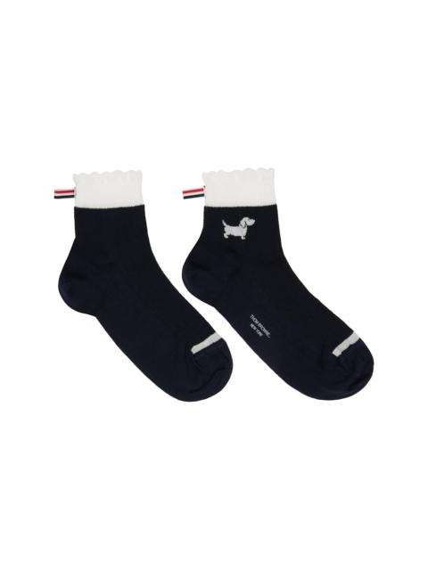 Thom Browne Black Pointelle Stitch Hector Crew Socks