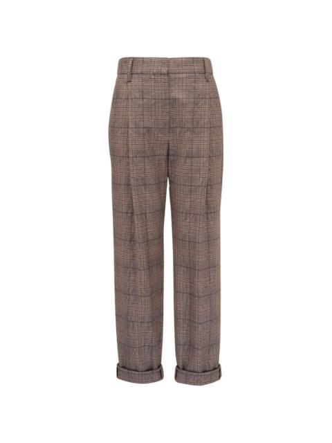 tailored check-pattern trousers