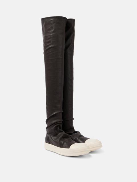 Stocking knee-high leather sneakers