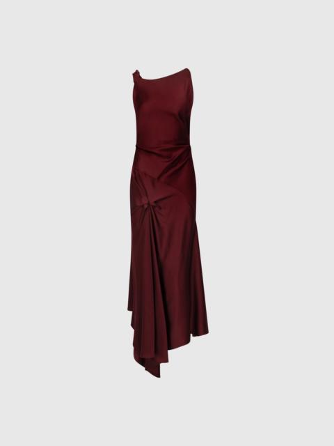 Victoria Beckham Posy Midi Dress In Burgundy