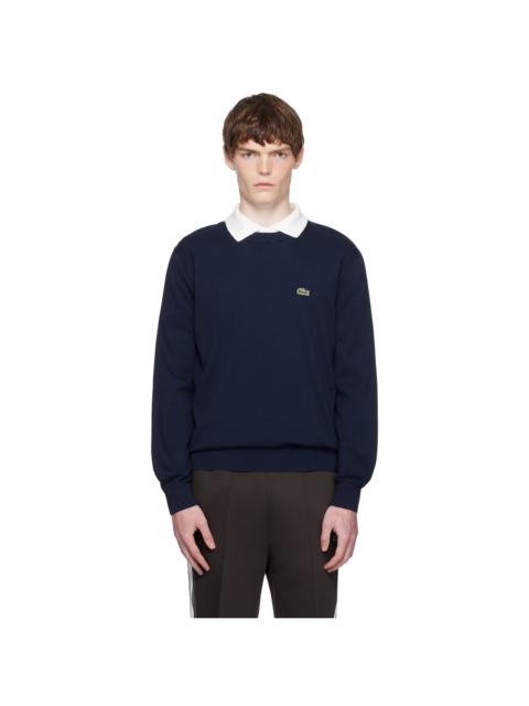 LACOSTE Navy Crew Neck Cotton Sweater