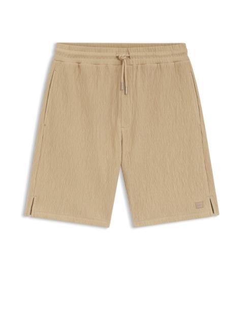 HUGO STRETCH-COTTON SHORTS WITH CREASED EFFECT
