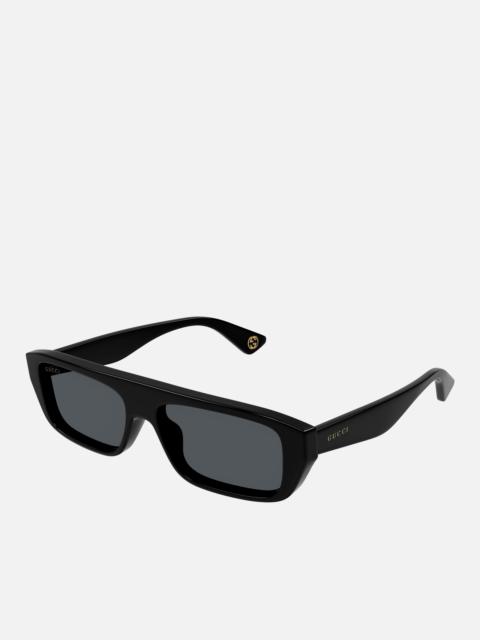 Gucci Aspen Thin Acetate Rectangular-Frame Sunglasses