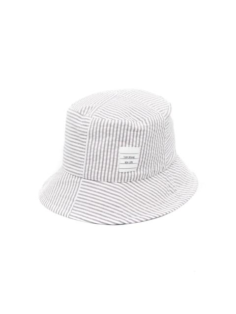 logo-patch striped bucket hat