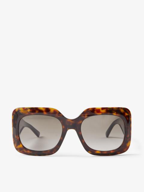 JIMMY CHOO Gaya
Brown Havana Square Frame Sunglasses with JC Emblem