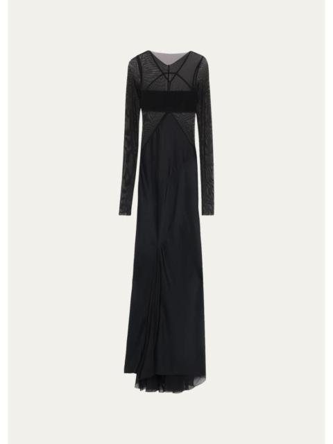 Rick Owens Semi-Sheer Seamed Combo Gown