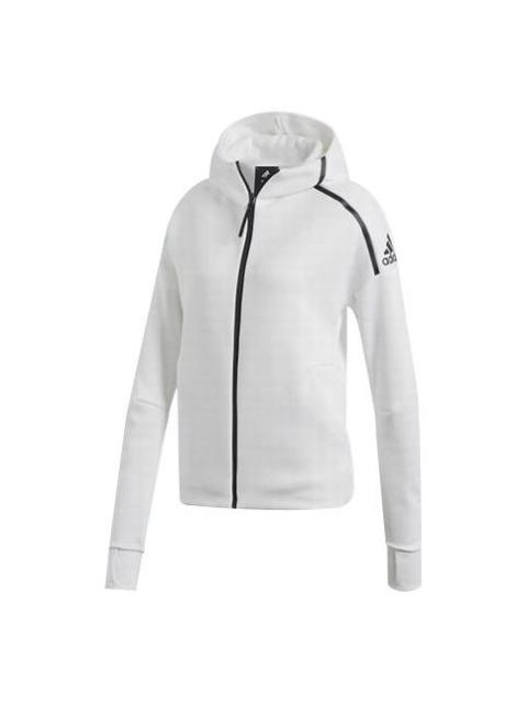 adidas (WMNS) adidas Alphabet Logo Printing Sports Windproof Hooded Jacket White DN8508