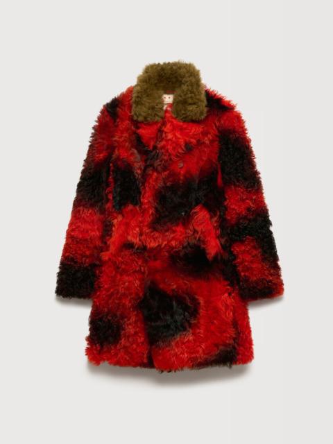 Marni RED FUR COAT WITH SPOTS