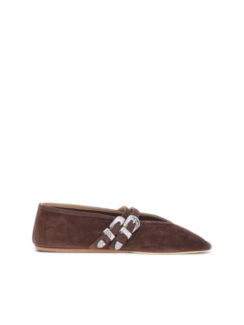 LE MONDE BÉRYL Claudia buckled suede ballet flats