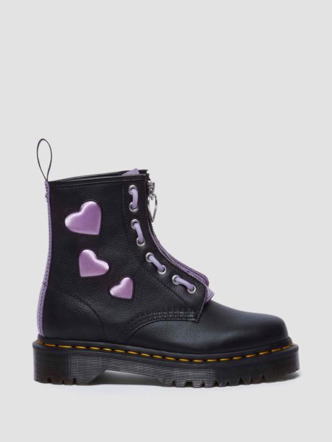 Dr. Martens 1460 Zip Heart Virginia Satin Lux Lace Up Boots
