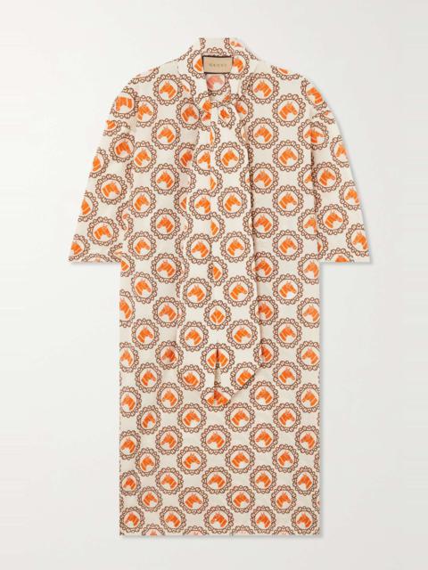 Printed cotton-poplin midi dress