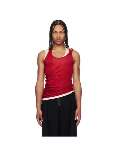 Jean Paul Gaultier Red & Off-White 'The Draped Double' Tank Top